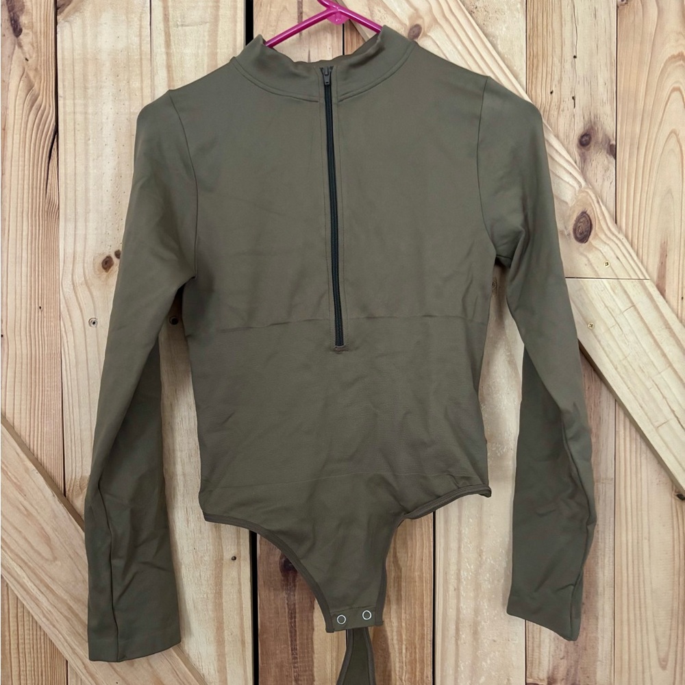 Olive Green Long Sleeve Bodysuit